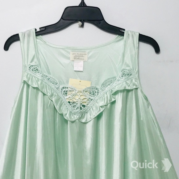 NWT Green Sleeveless Satin Nightgown - Picture 2 of 12